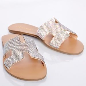 Women's Rhinestone Flat Sandal